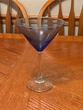 Vintage Amethyst Purple Martini Glass - Clear Stem Mid-Century Cocktail Barware